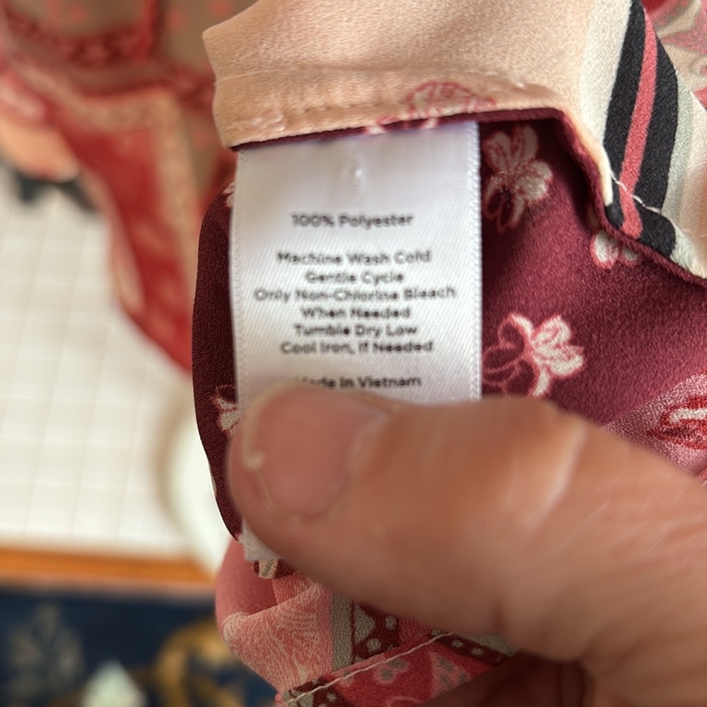 Talbots Patchwork Tie Neck Blouse. Worn Twice. 13… - image 7